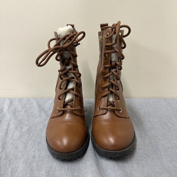 TOMMY HILFIGER Womens Camel .5" Platform Lug Sole Buckle Accent Round Toe Chrty - Picture 2 of 10